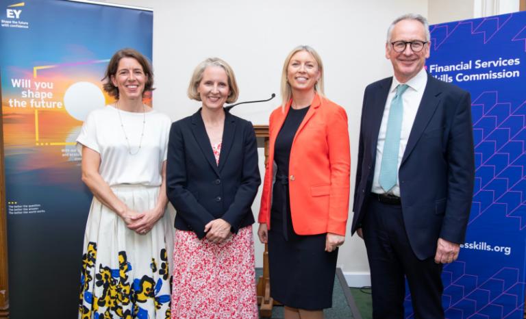Claire Tunley from the Financial Services Skills Commission with Martina Keane from EY and Emma Reynolds MP