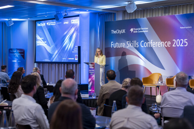 Anne Richards DBE, Chair of TheCityUK, speaking at the Future Skills Conference 2025