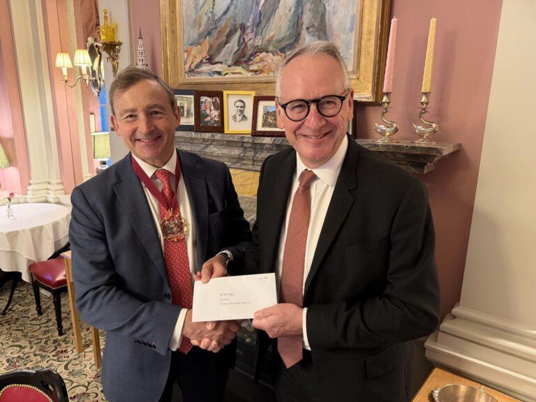Tim Skeet, master of Worshipful Company International Bankers with Mark Hoban, chair of FSSC, in September 2026
